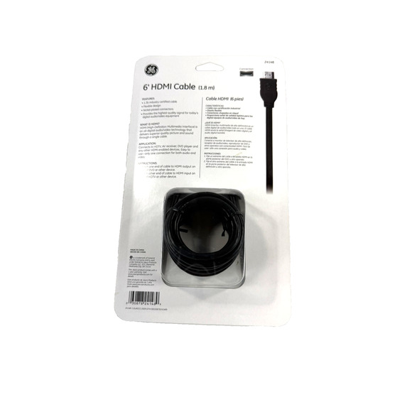 GE 6' HDMI to HDMI Cable Full HD 1080 Part #24148 New Sealed in Package - Picture 2 of 2